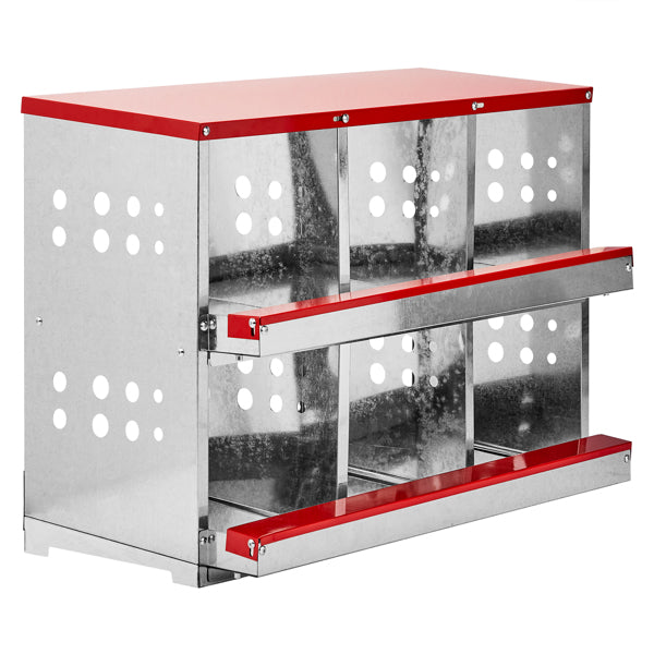 Pet Feeding Tools 6-Compartment Chicken Nesting Box, 84x43x62cm, Red, Iron