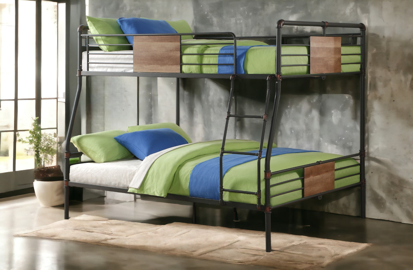 Full XL Queen Bunk Bed - Sandy Black & Dark Bronze Finish