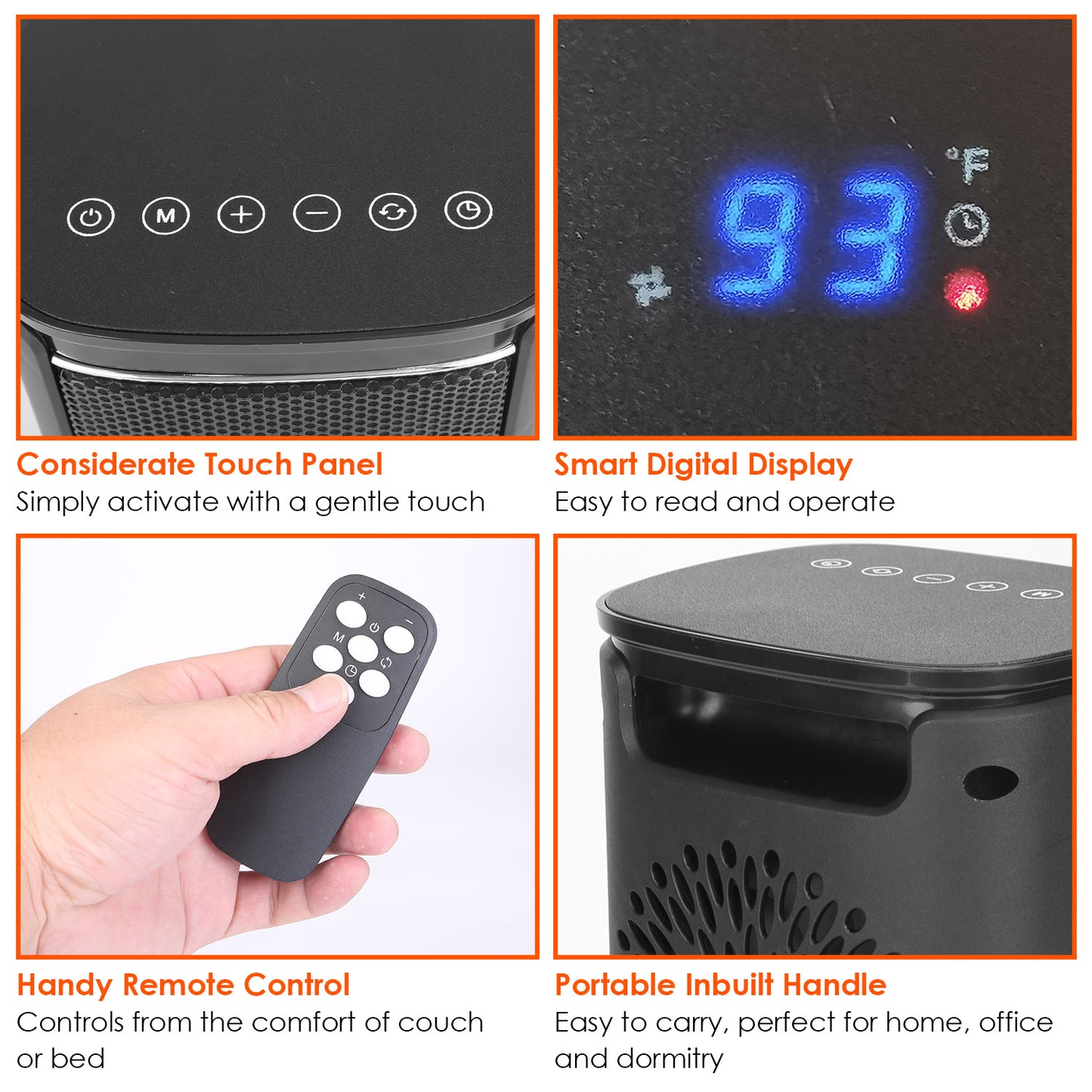 1500W Oscillating Ceramic Space Heater with Remote - Indoor Home & Office Heating
