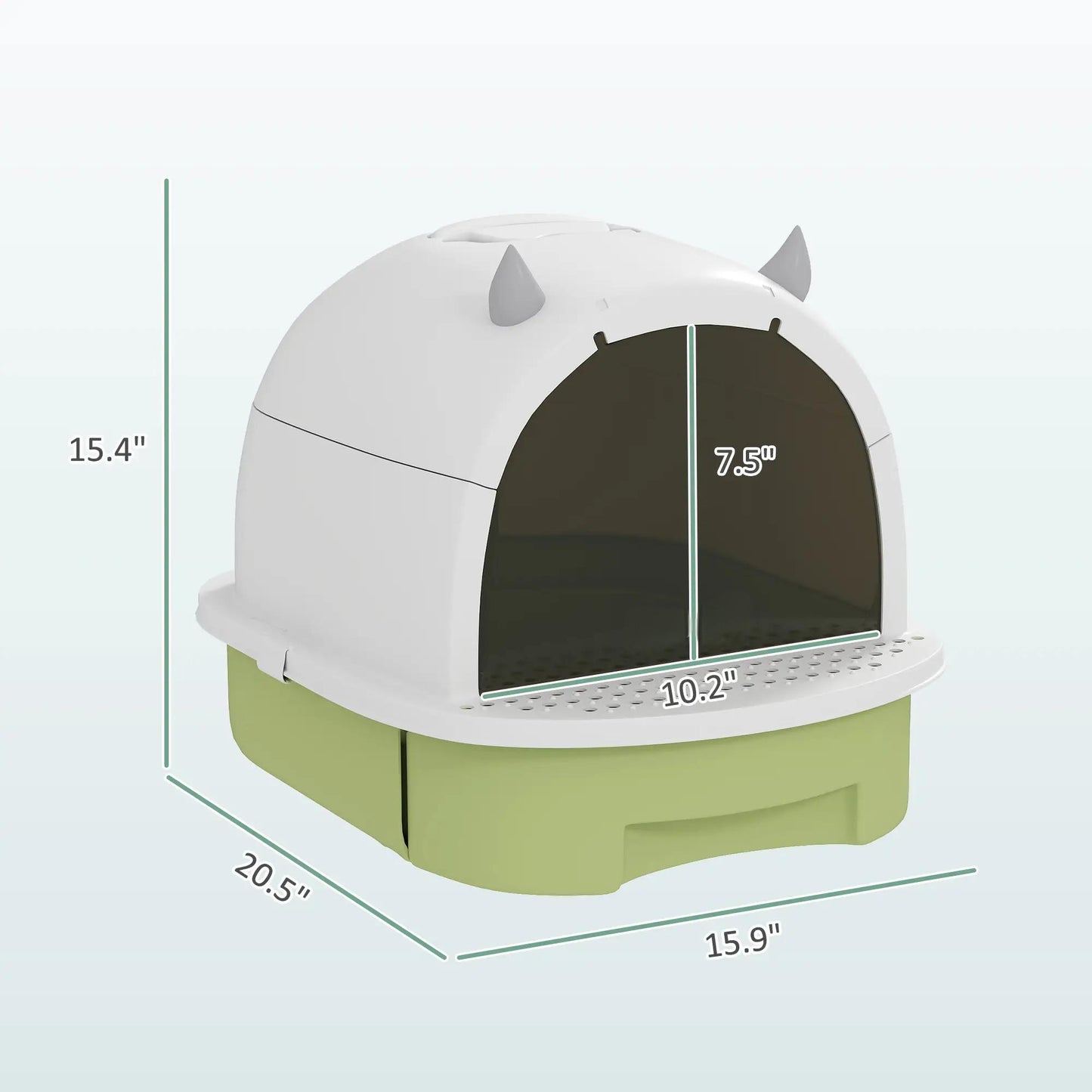 Green Cat Litter Box with Lid, Scoop & Deodorizing Bags - Enclosed Design