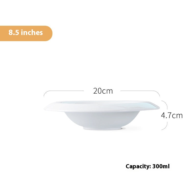 White Ceramic Soup Plate Set - 8.5 & 10.5 Inch Round Dish for Kitchen