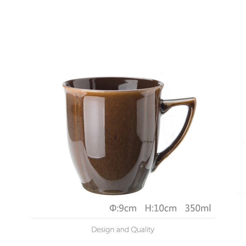 Large Capacity Ceramic Cup with Lid and Spoon - Retro Kitchen Accessory