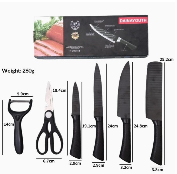 6-Piece Kitchen Fruit and Household Knife Set with Storage Box