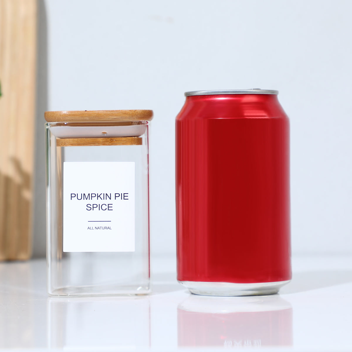 12 Pcs Square Spice Jars with 72 Stickers - Kitchen Storage