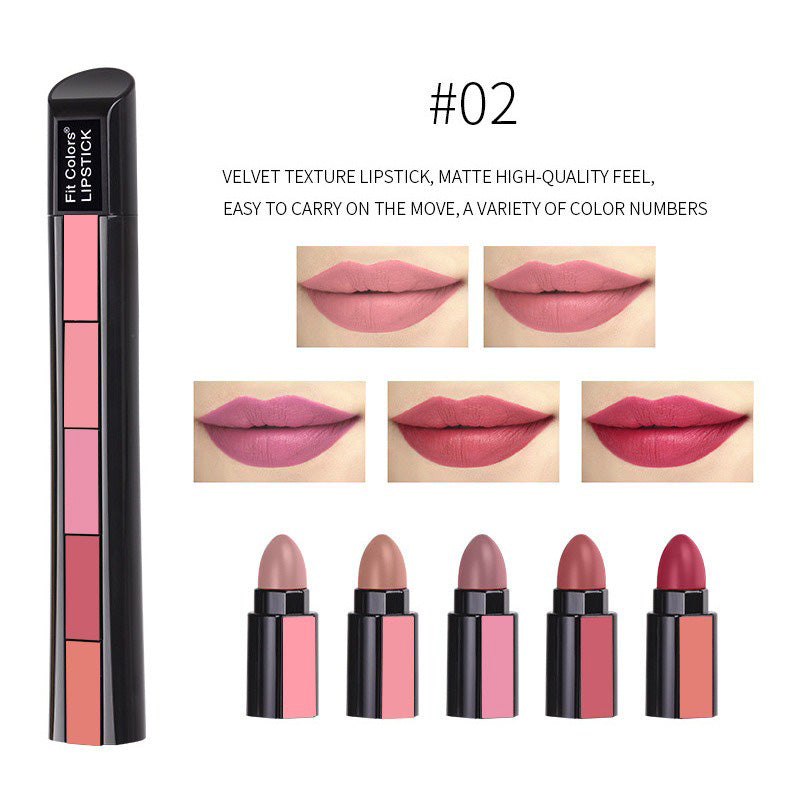 10-Color Matte Velvet Lipstick Set - Long Lasting 5-in-1 Makeup Kit