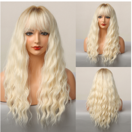 Wavy Curly Wig with Bangs - Long Hair for Women