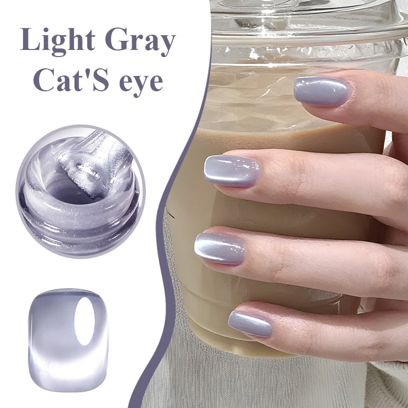 Taro Grey Magnetic Cat Eye Gel Polish - 10ml Shimmer Soak Off Nail Gel