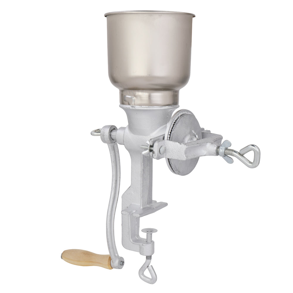 Silver Stainless Steel Hand Grain Grinder for Home Use - Adjustable & Durable