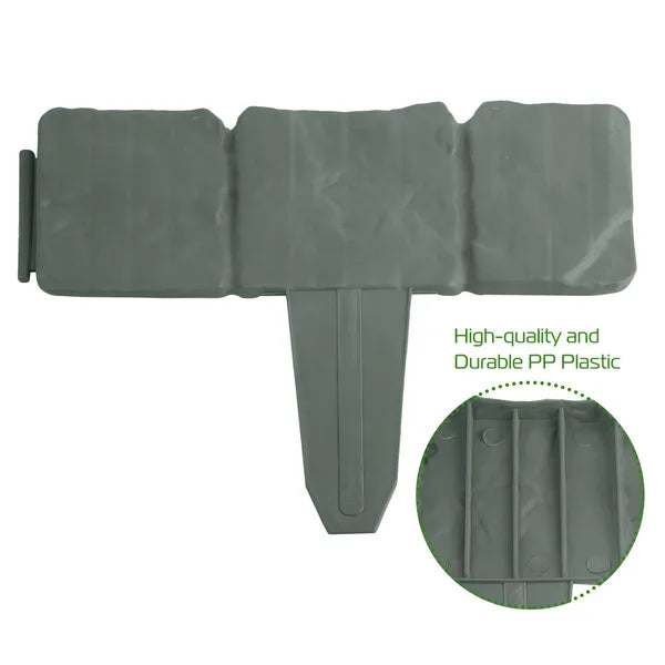20 PCS Plastic Garden Lawn Edging - Cobblestone Effect, Grey