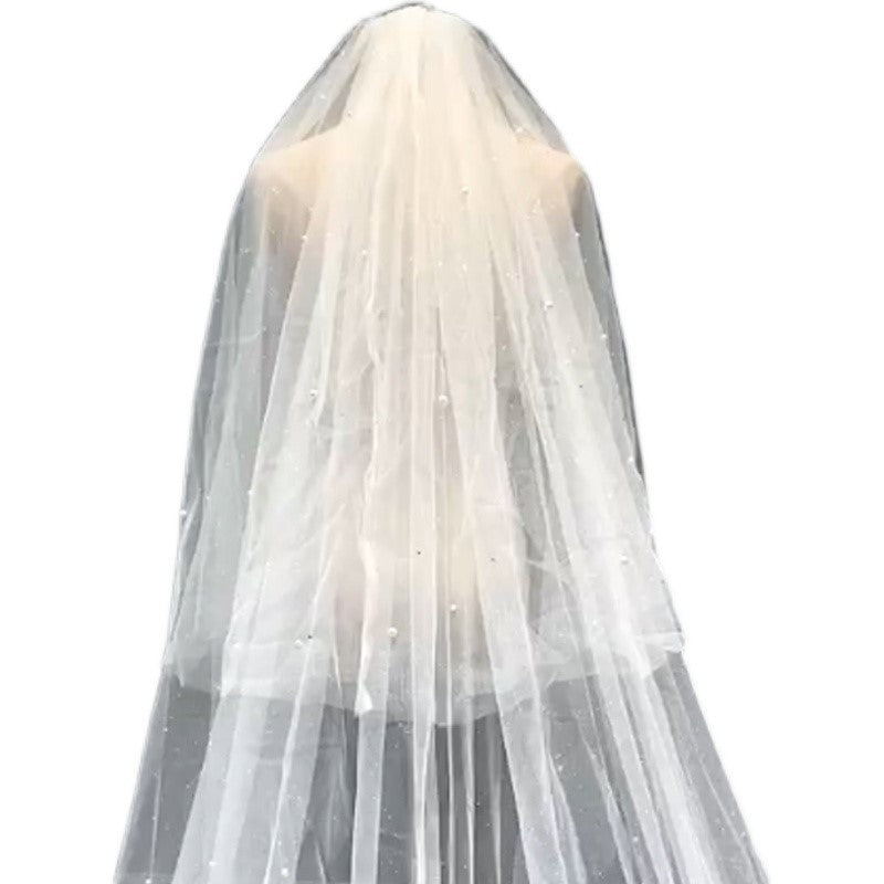 Bridal Cathedral Veil with Beaded Trim