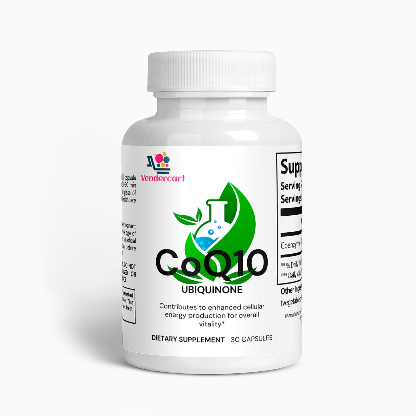 CoQ10 Ubiquinone Supplement - 30 Vegetable Capsules for Cellular Health