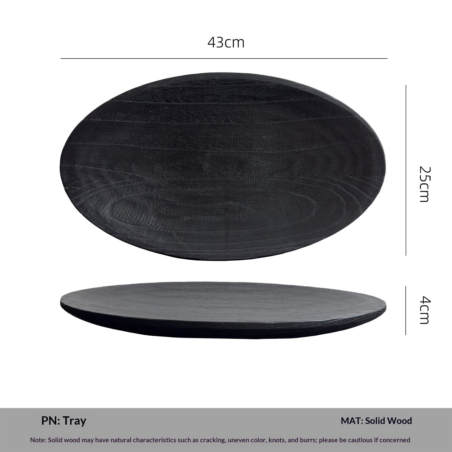 Living Room Coffee Table with Storage - Oval Solid Wood Fruit Bowl