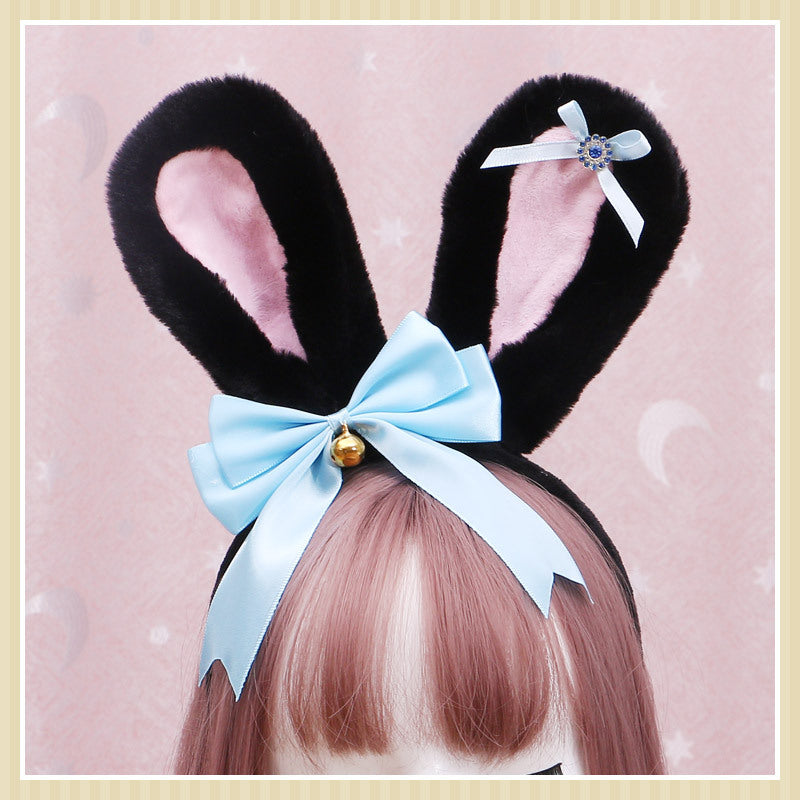 Animal Ears Headband with Bowknot Plush Rabbit Design for Cosplay & Fashion