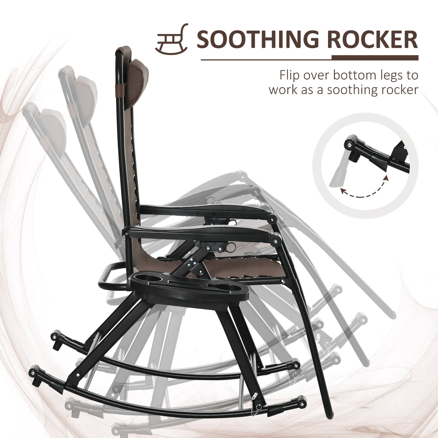 Zero Gravity Reclining Rocking Chair with Cup Holder - Brown