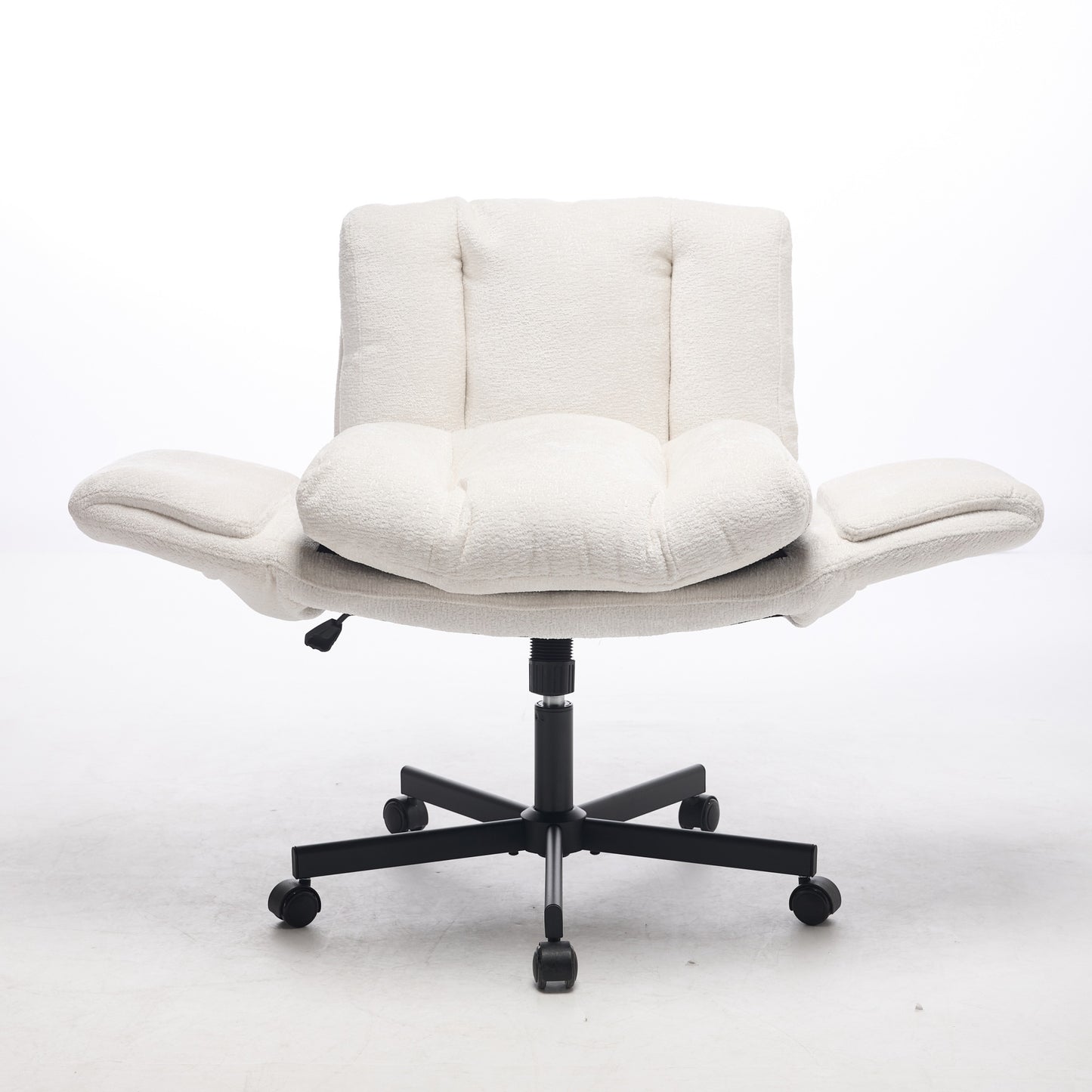 Chenille Swivel Office Chair - Height Adjustable with Armrests - Beige