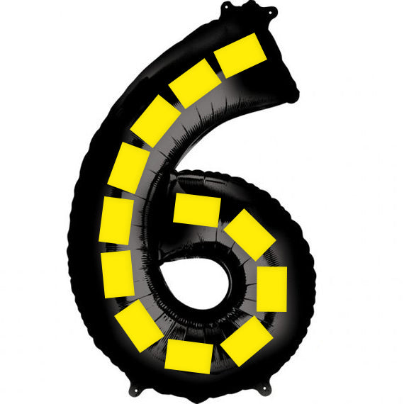Oversized Number Balloon Set 40 Inch Black Yellow Dotted Party Decor