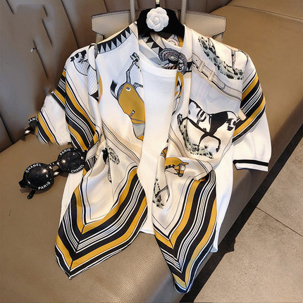 Women's Geometric Square Scarf - Large Polyester Fashion Accessory