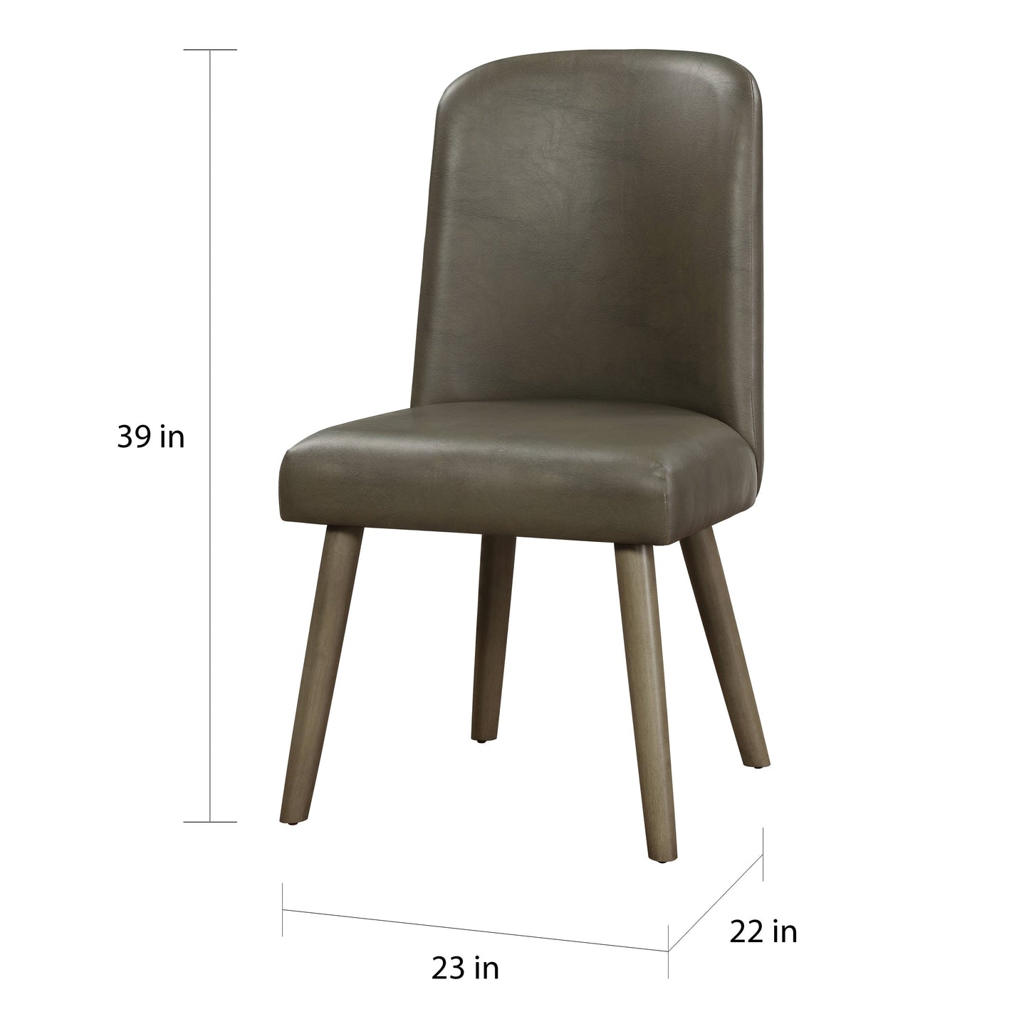 Waylon Gray Synthetic Leather Side Chair Set of 2 - Gray Oak Finish