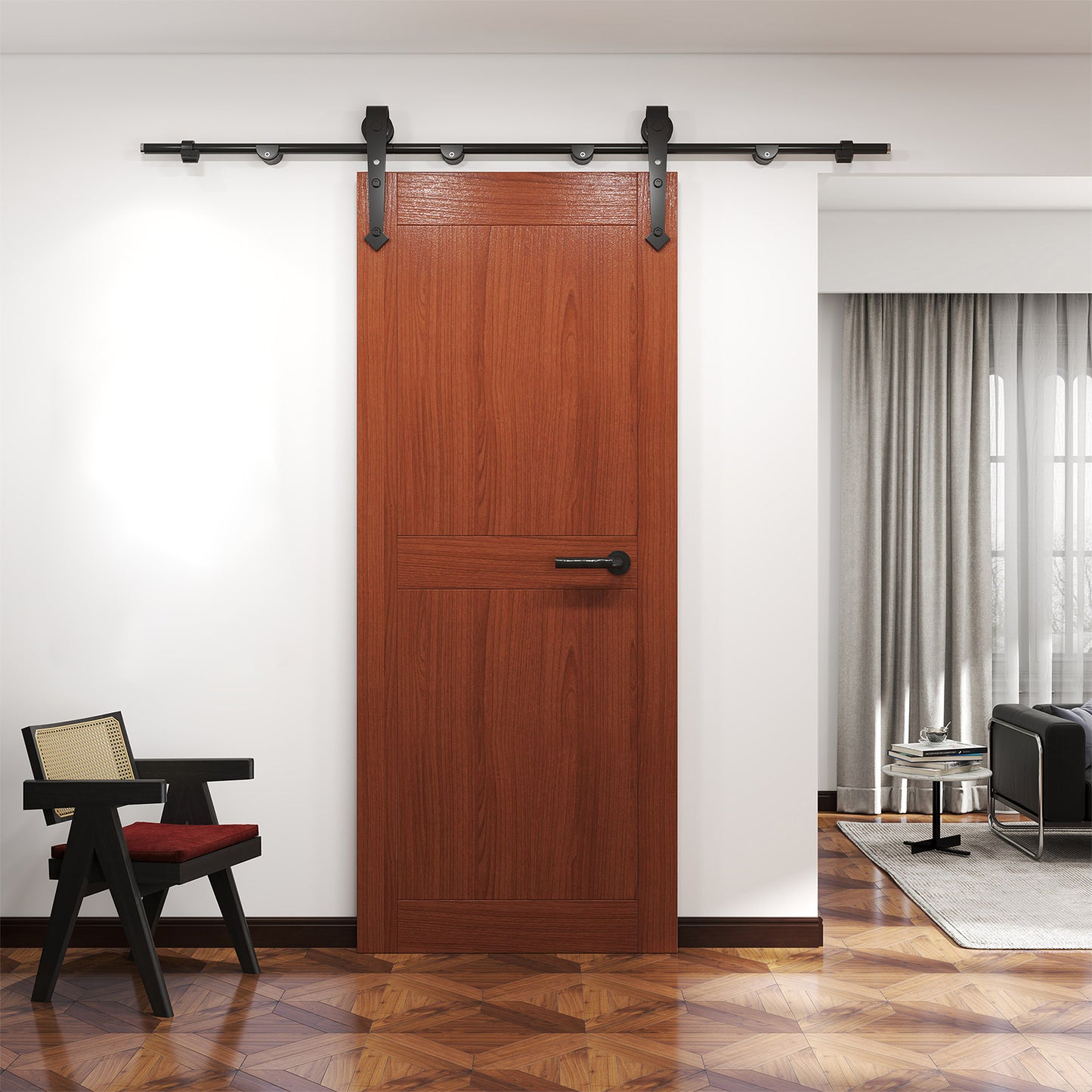 Heavy Duty Sliding Barn Door Hardware Kit 6FT Track for Interior & Exterior