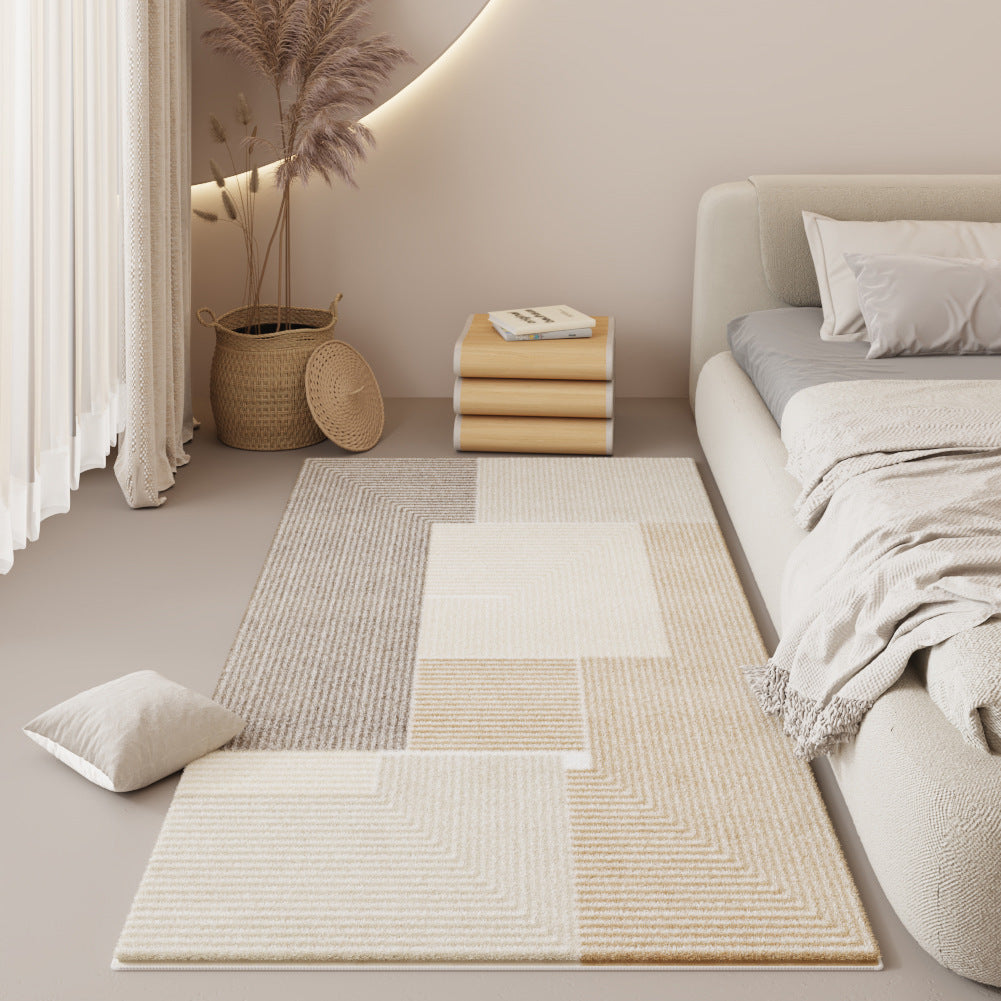 Modern Bedroom Carpet with Geometric and Striped Patterns - Multiple Sizes & Styles