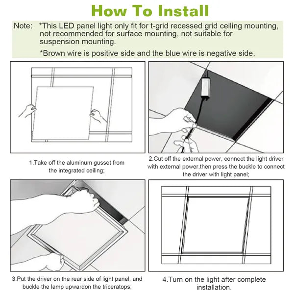 48W LED Panel Light 5800LM 7000K Ceiling Recessed Troffer 2 Pack