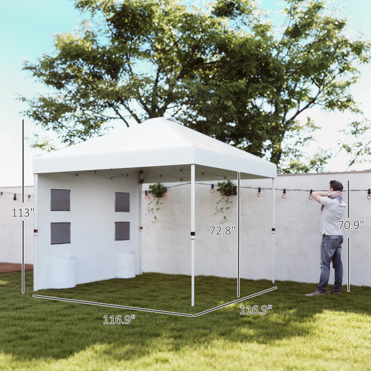 10x10 Pop Up Canopy Tent with Sidewalls - Adjustable Sun Shelter