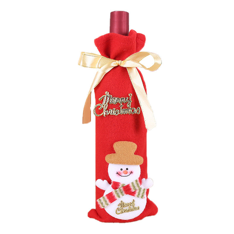 Christmas Flannel Wine Bottle Gift Bag Set for Holiday Decor
