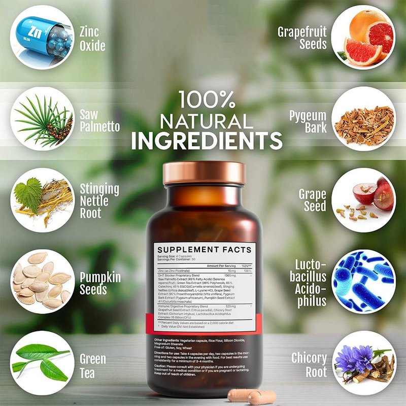 Hair Growth Capsules with Saw Palmetto - 120 Count