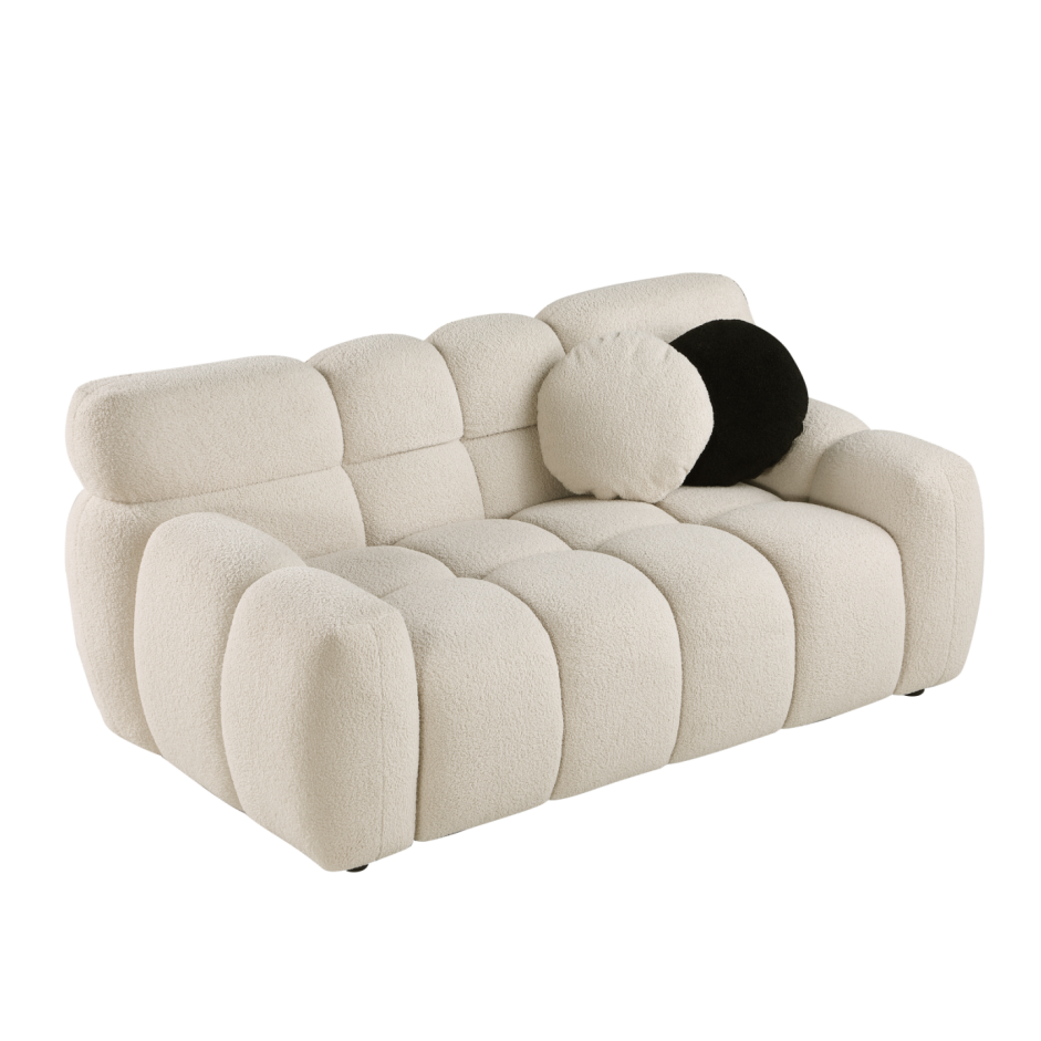 Beige Boucle 2-Seater Marshmallow Sofa - Comfortable Design