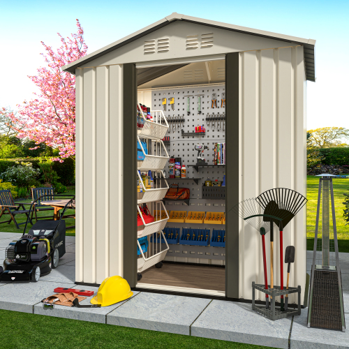 Outdoor Garden Storage Shed 5ft x 3ft with Aluminum Frame White