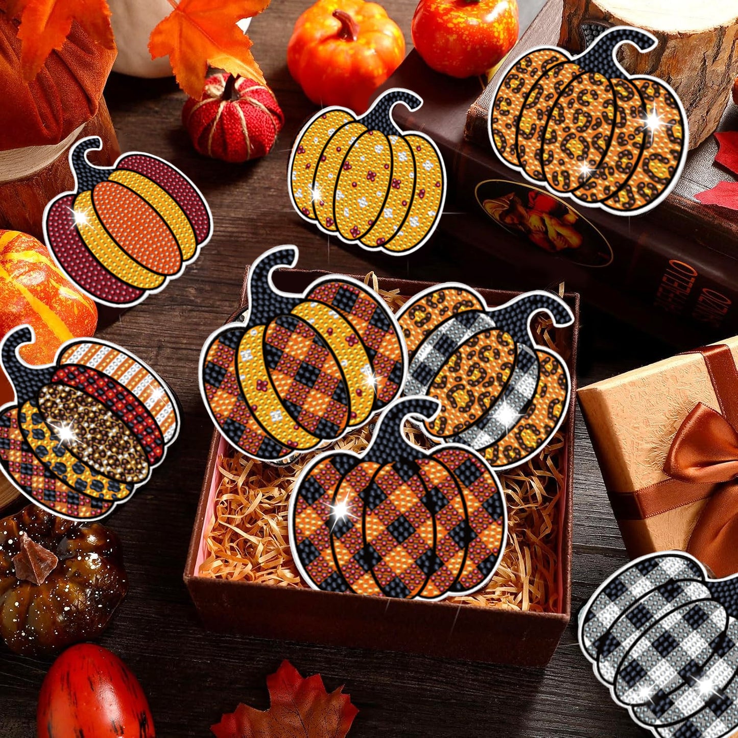 8-Piece Fall Pumpkin Coaster Set - Multi-Color Acrylic