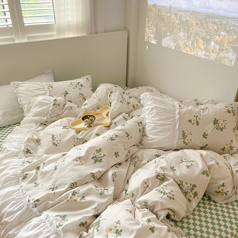 Pastoral Floral Bedding Set with Sheets and Pillowcases - Cotton Comfort