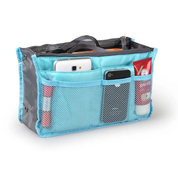 Travel Handbag Organizer - Makeup & Toiletry Bag with Pockets - Blue