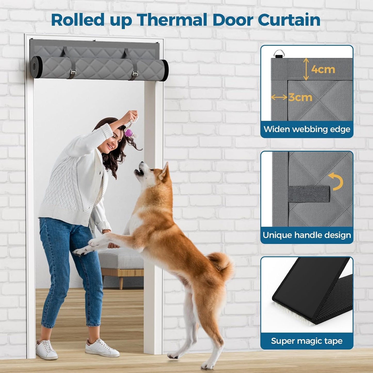 Insulated Roll-Up Door Curtain for Cold Weather Windproof Thermal Door Drape