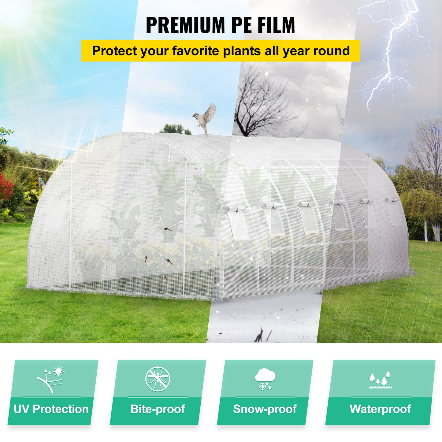 Walk-in Tunnel Greenhouse 20x10x7 Ft Portable Plant Growing Hot House with Steel Frame