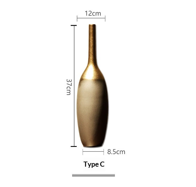 Decorative Ceramic Vase with Metal Glaze - Creative Home Storage Cabinet Accessory