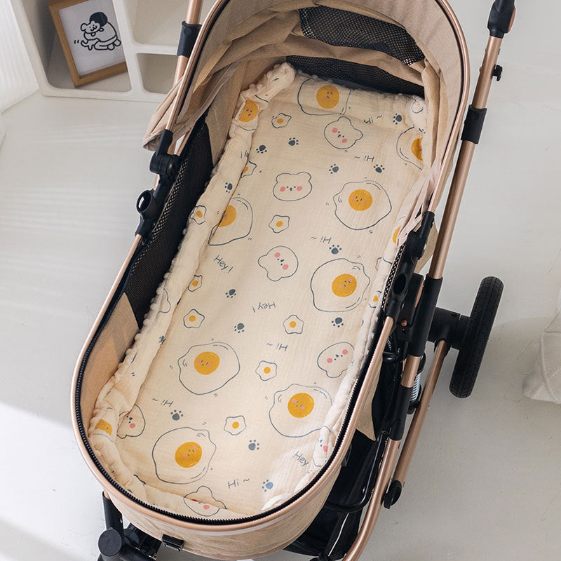Baby Stroller Cotton Cushion Set with Star Moon Bear & Heart Designs – 40x80CM