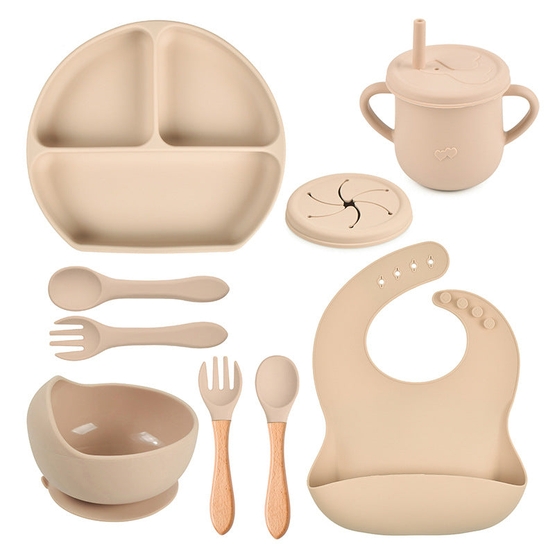 Silicone Solid Color Baby Tableware Set - Child Safe Dinnerware Kit