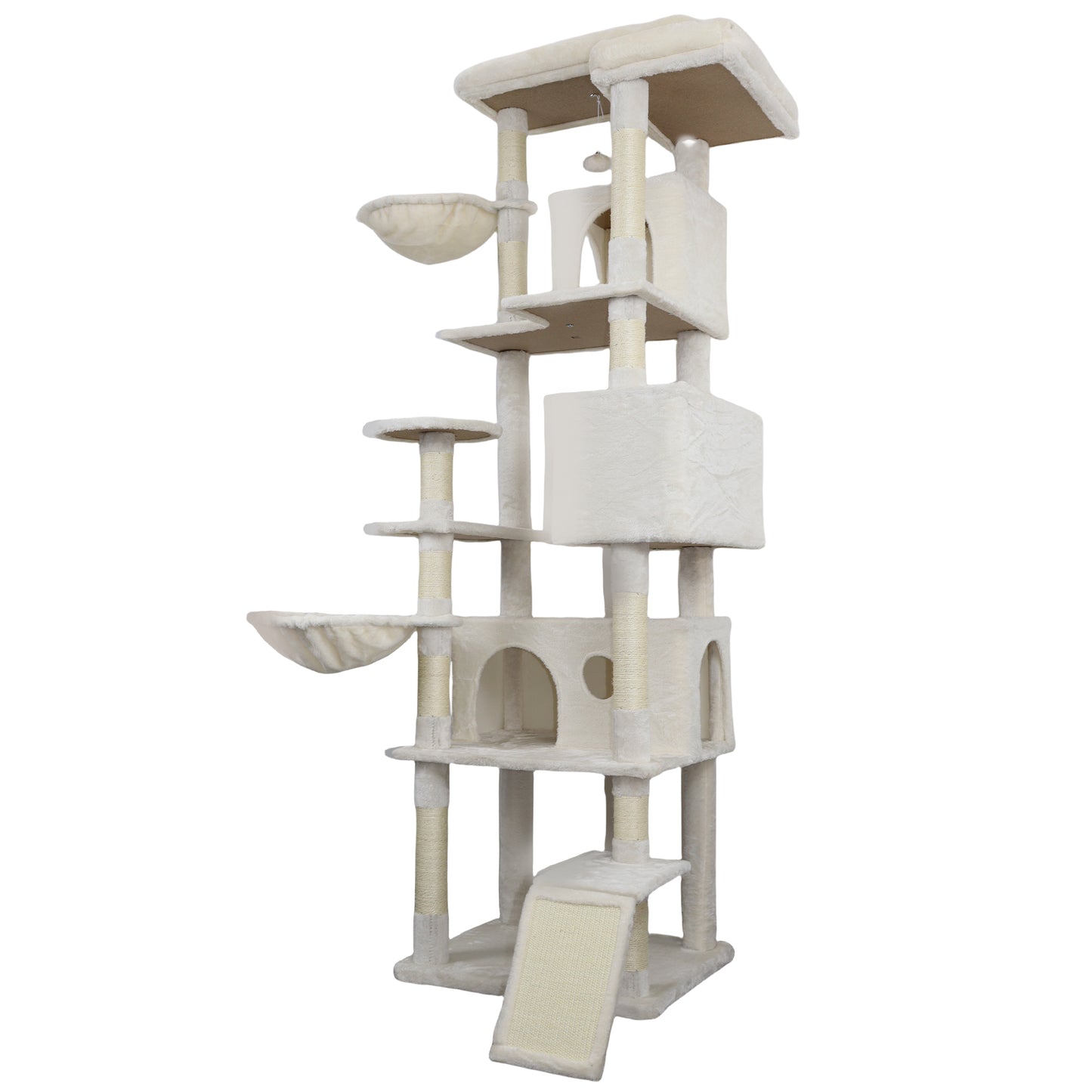 Large Beige Cat Tree Tower with Condo, Sisal Scratching Post & Top Platform
