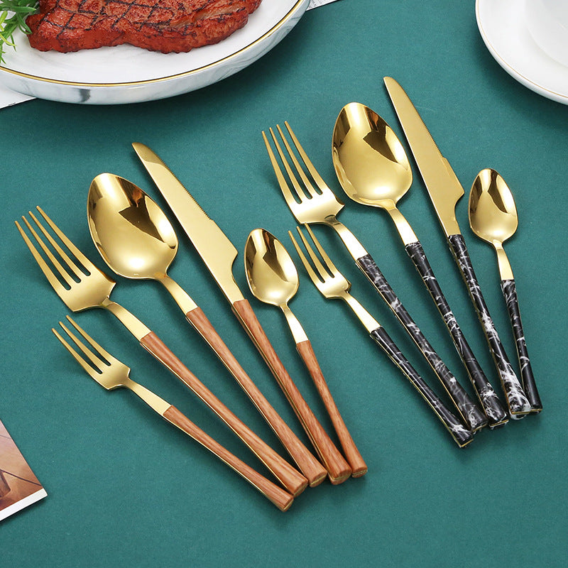 Stainless Steel Flatware Set with Dessert Spoon, Fork & Knife - 20pcs