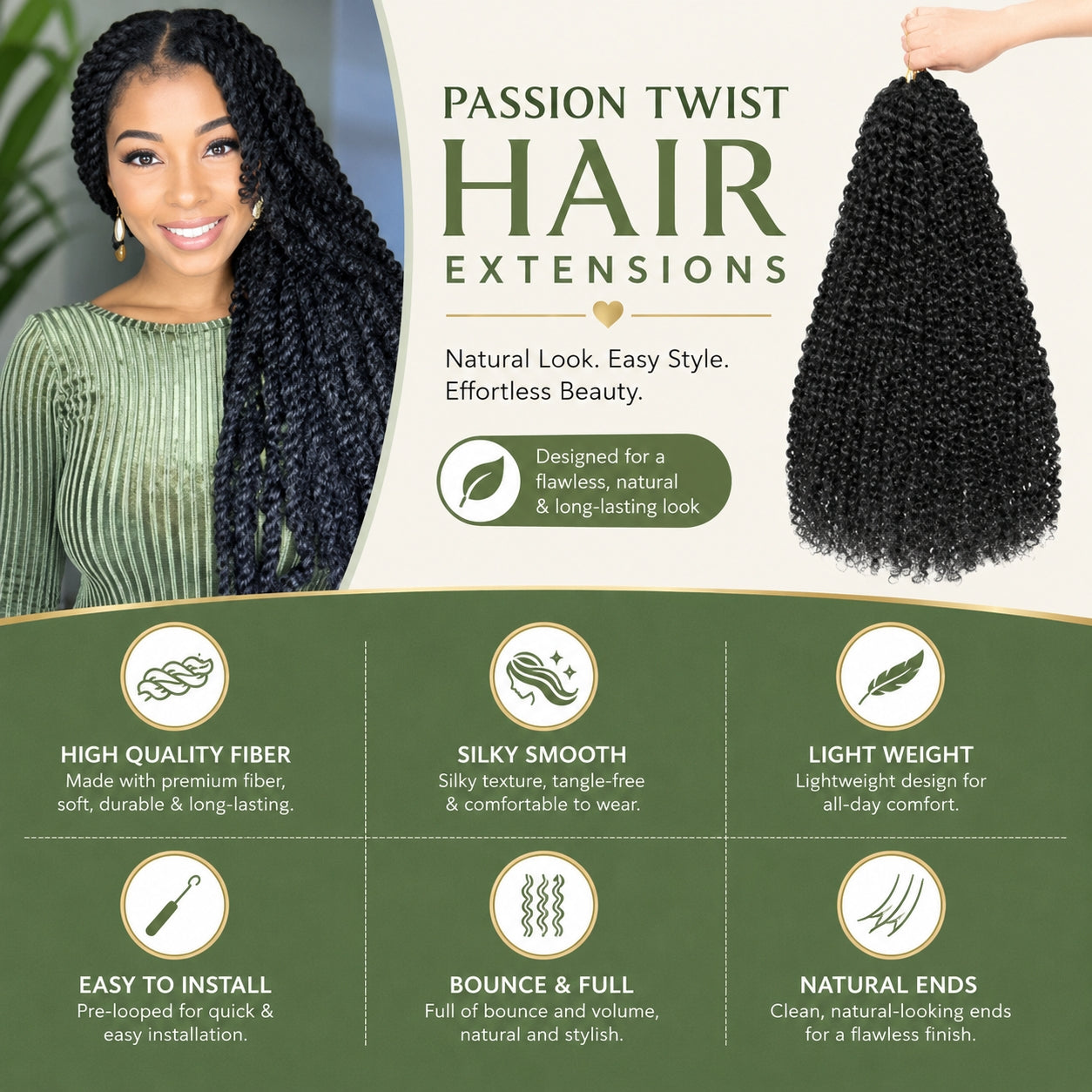 Water Wave Crochet Braiding Hair - Long Bohemian Curly Synthetic Fiber