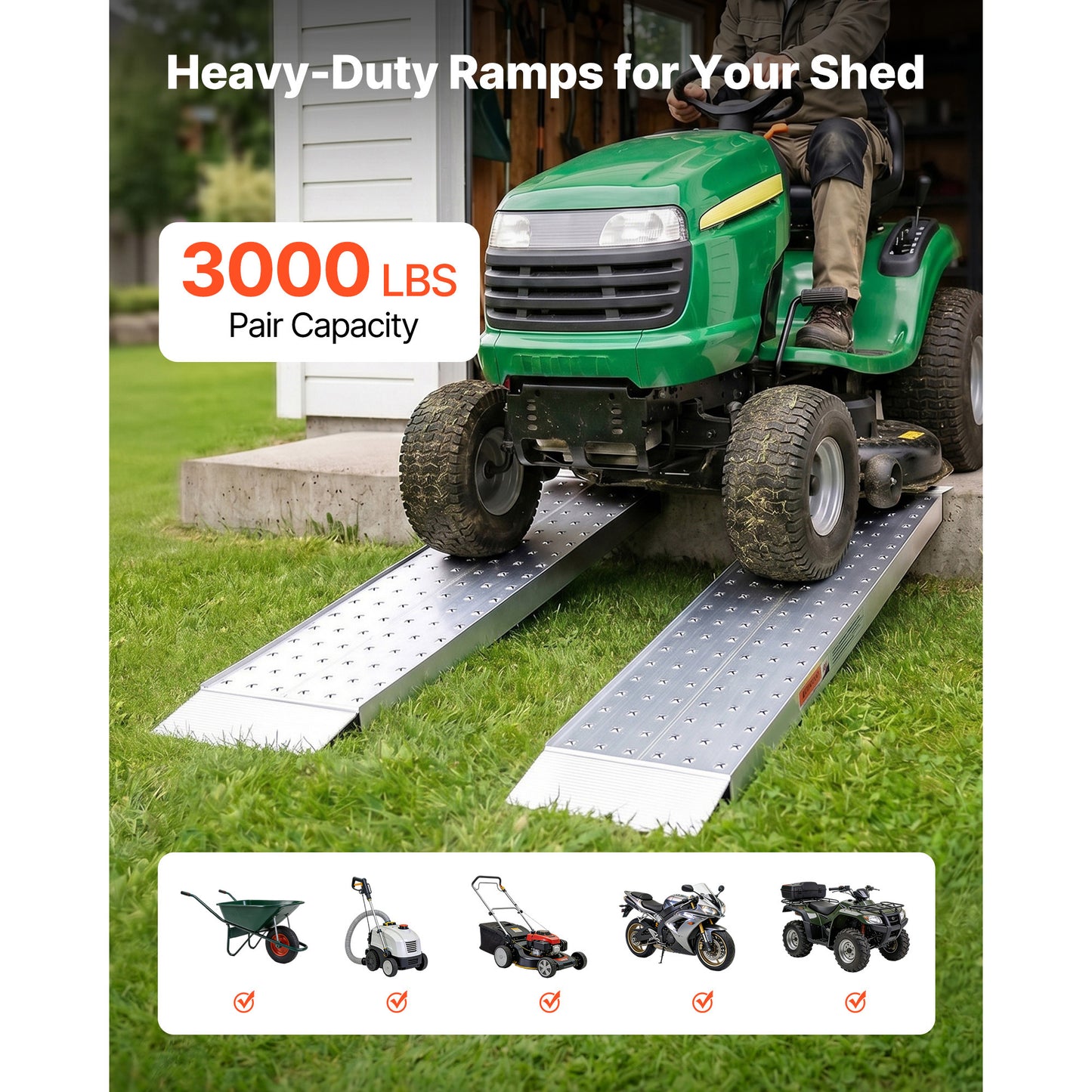 Heavy-Duty Aluminum Loading Ramps Set - 2 Pack, 55x12 Inches, Anti-Slip ATV & Vehicle Ramps, 3000LBS Capacity