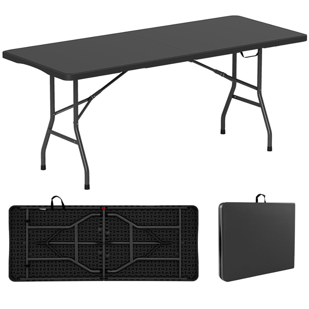 6 Ft Portable Folding Table - Heavy-Duty HDPE, 350 LBS Capacity, Black