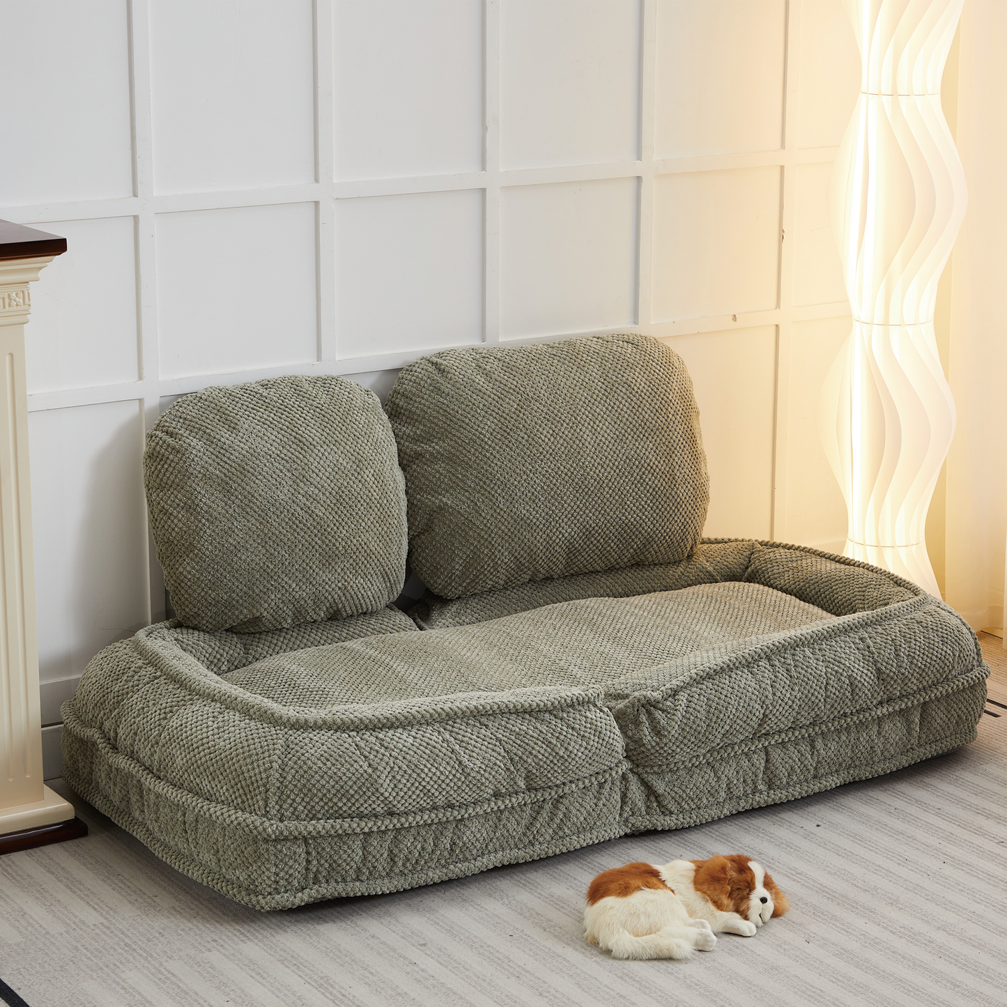 Adjustable Human Dog Bed Lazy Sofa Couch with Foldable Seat Green