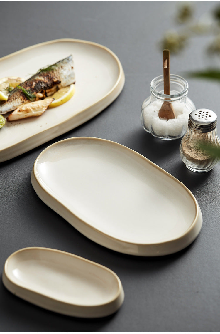 Ceramic Fish Steaming Plate - Household Kitchen Dining Tableware