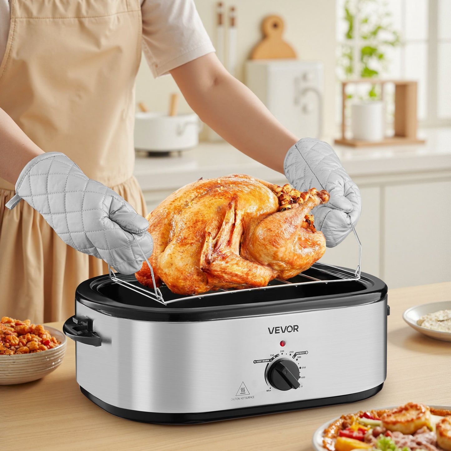 22QT Electric Roasting Pan with Self-Basting Lid - Kitchen Oven Appliance