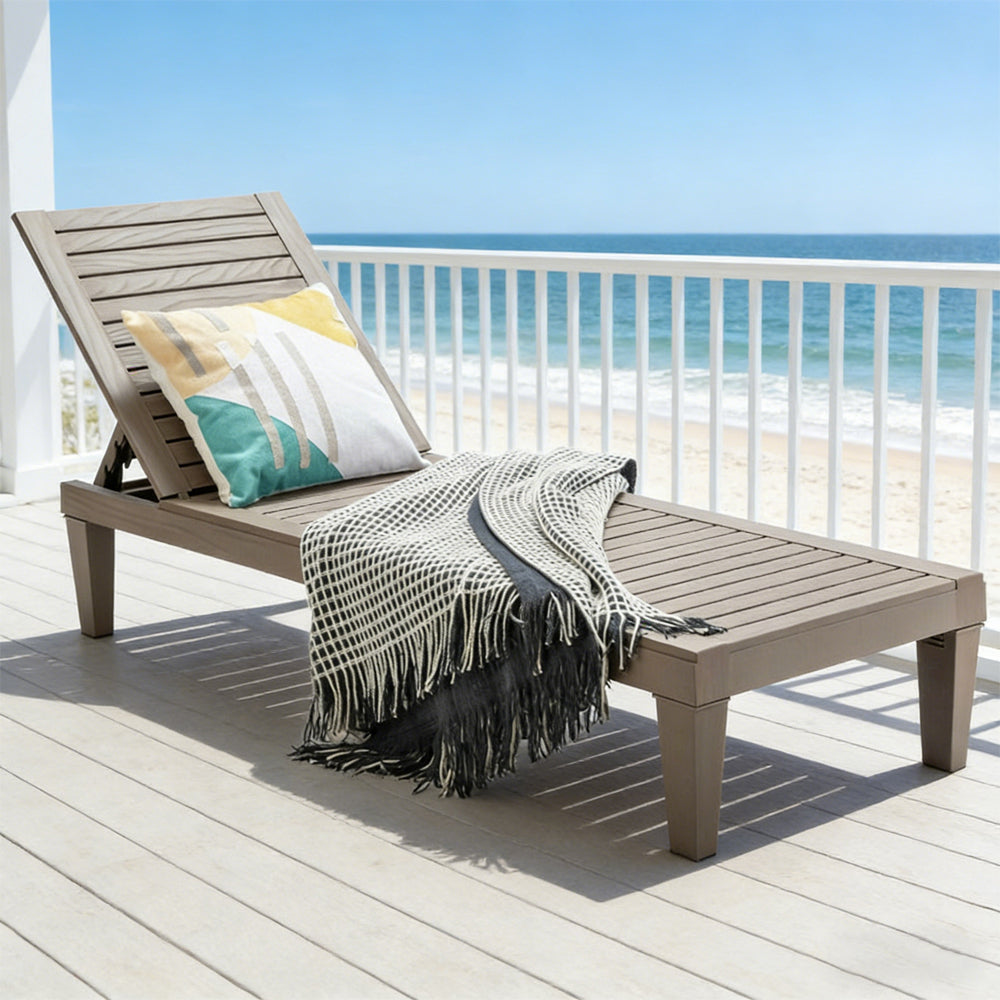Outdoor Chaise Lounge Chair With 5 Positions Adjustable Backrest For