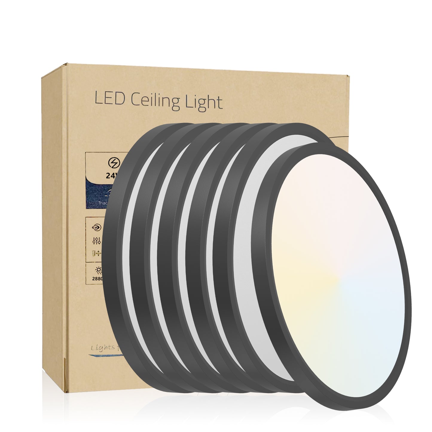 12-Inch Dimmable LED Flush Mount Ceiling Light - 6 Pack