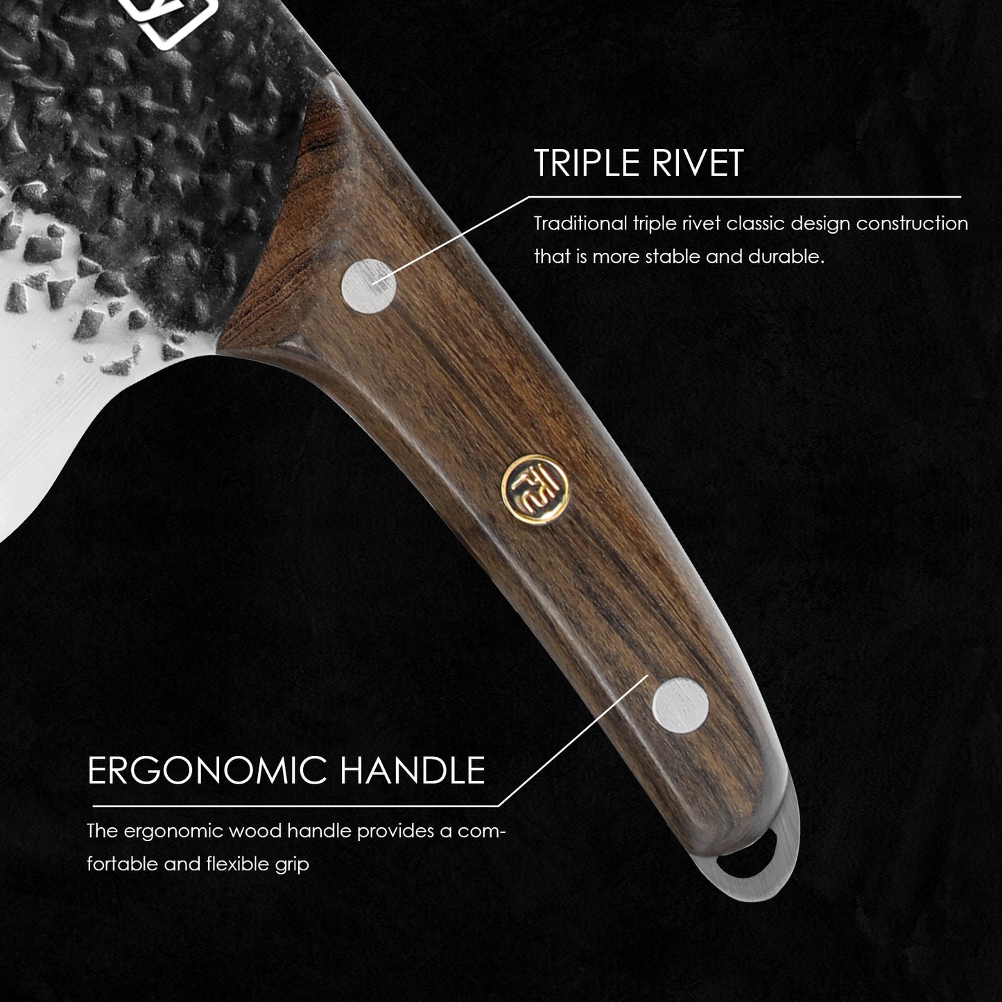 High Carbon Stainless Steel Meat Cleaver Knife - 7.3 Inch Professional Chef Knife