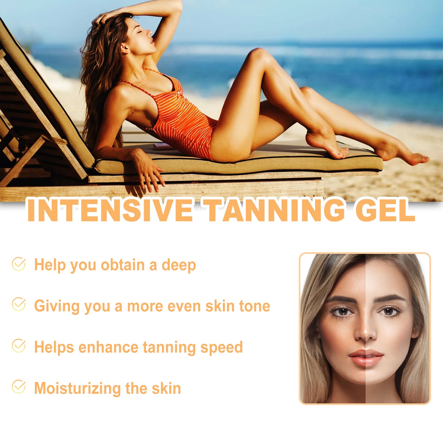 Intensive Tanning Gel with Carrot & Coconut Oil - 150ml Moisturizing Formula